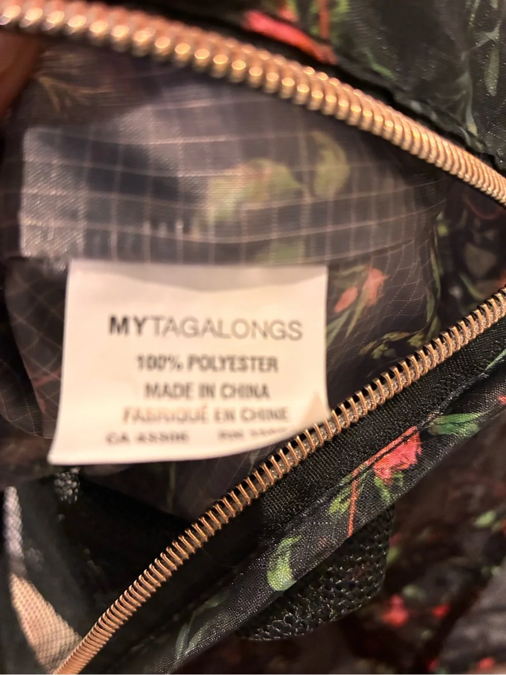 Mytagalongs travel Floral Packing Cube Set Black rose Print mesh
